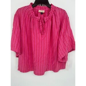 Universal Thread Pink Stripe Linen Blend Blouse Women's Size‎ S Barbiecore